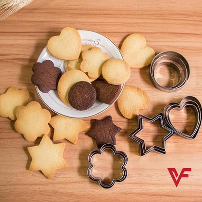 12-Piece Stainless Steel Cookie Cutter Set – Heart, Star, Flower & Round Shapes